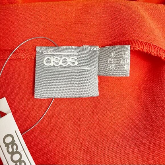 NWT ASOS Wrap Front Peg Leg Jumpsuit With Self Belt Tomato Red Size 8 US 12 UK - Picture 11 of 14